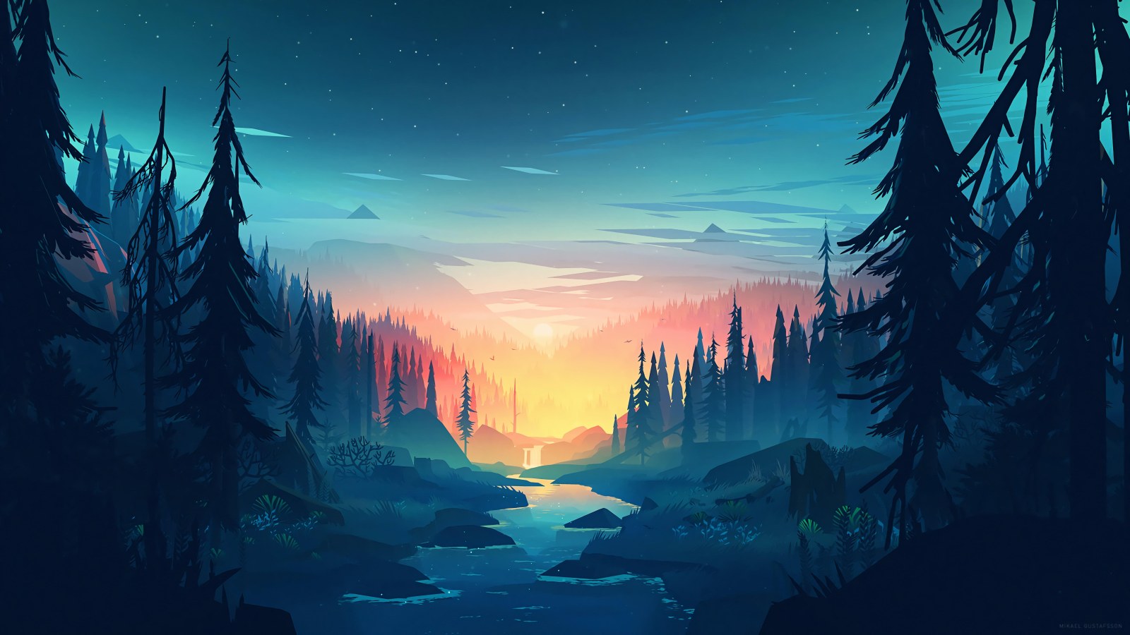 Sunset Forest Desktop Background — Nature wallpaper