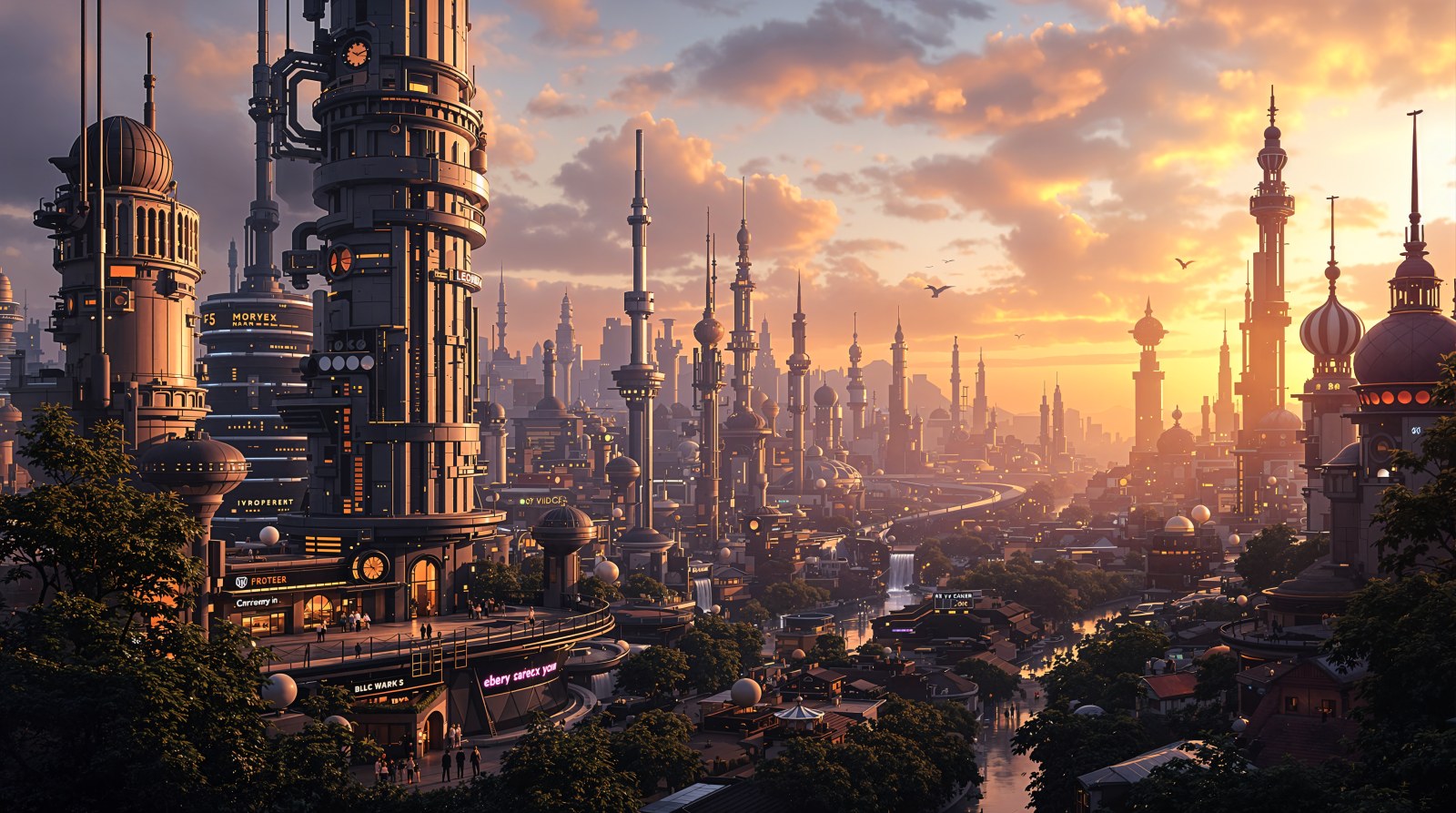 Sunrise City Skyline with Cityscape — City wallpaper