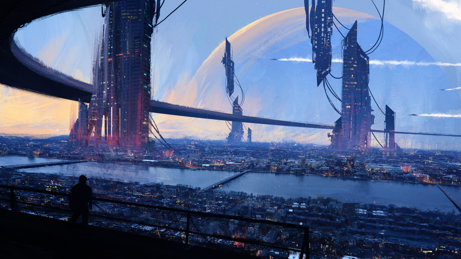 Futuristic Towers on an Alien World Wallpaper — Fantasy wallpaper