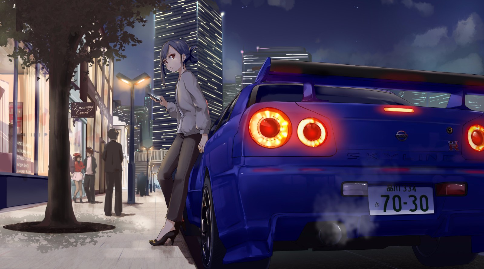 Cool-Toned City Skyline with Car — City wallpaper