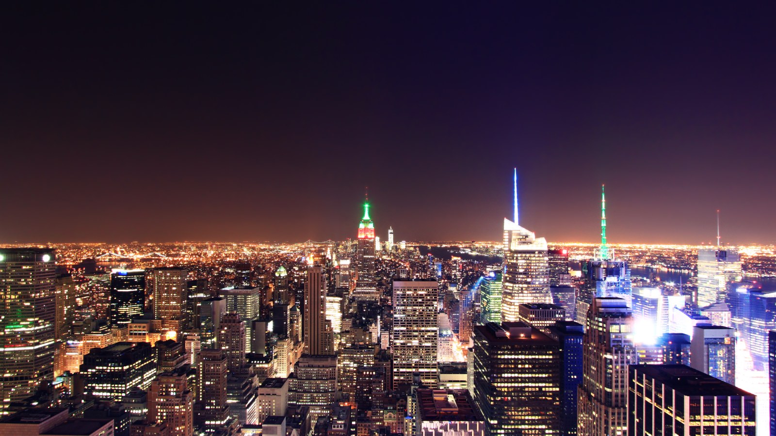 Colorful City Skyline at Night 4K Wallpaper — City wallpaper