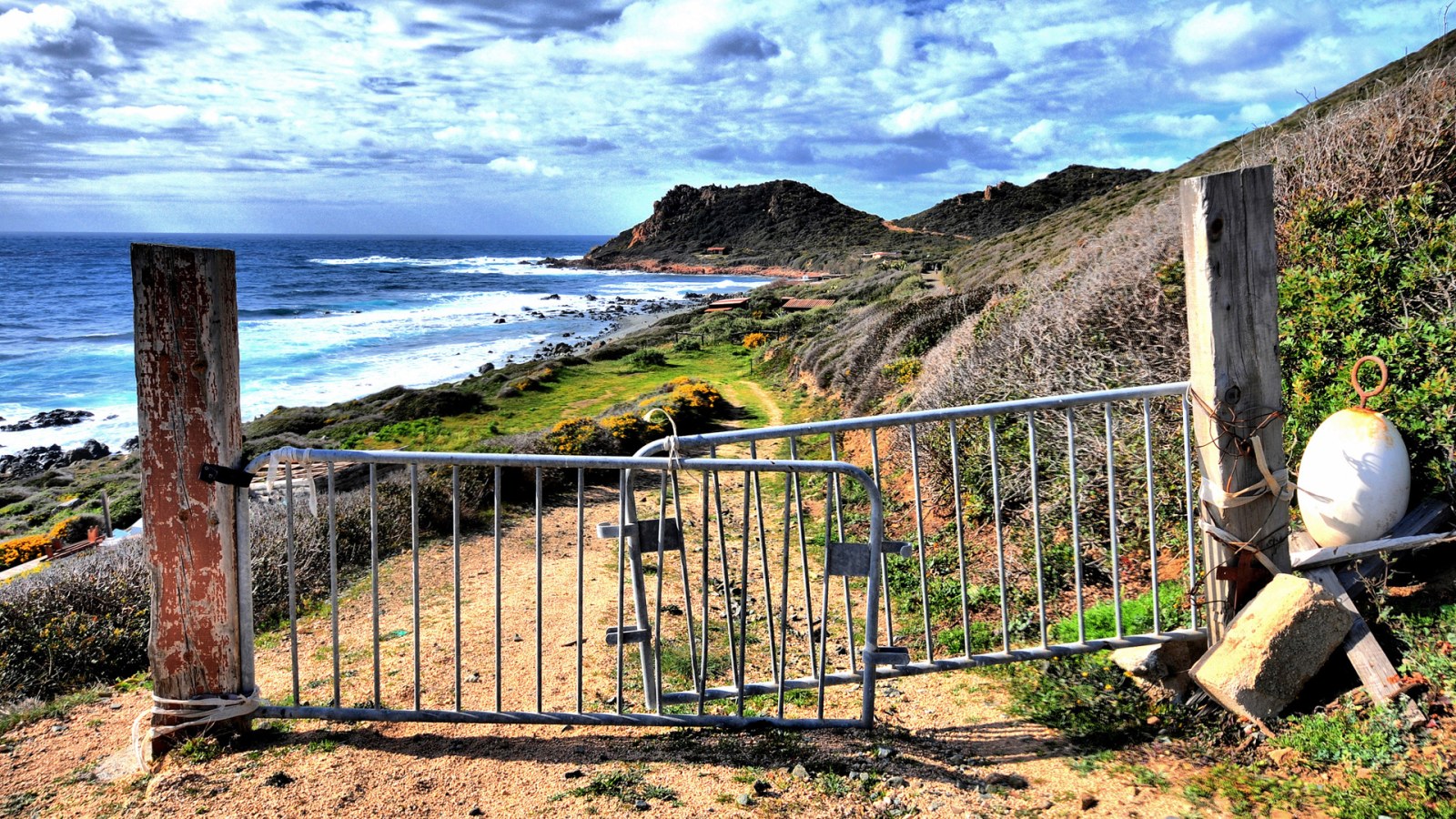 Rustic Gate Above a Rocky Coast Wallpaper — Nature wallpaper
