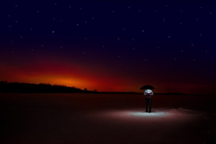 Sunset Starry Sky Man Umbrella Dusk Wallpaper — Nature wallpaper