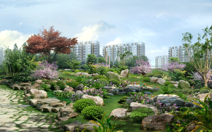 Lush Garden in a Modern City Wallpaper — Nature wallpaper