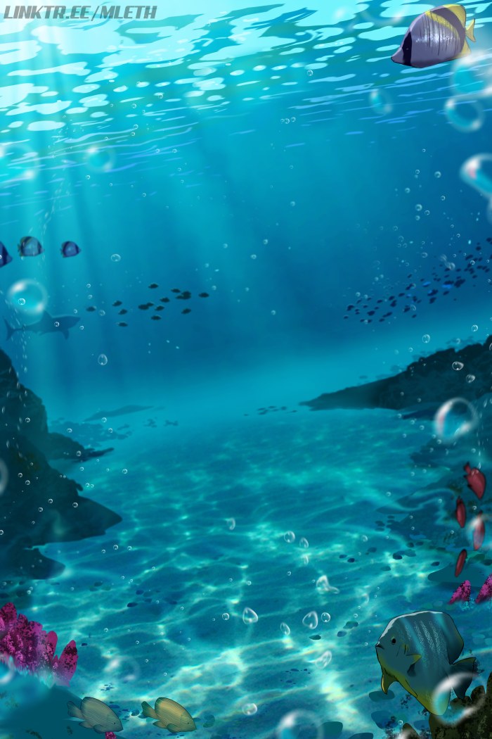 Cool-Toned Ocean with Coral Reef — Underwater wallpaper