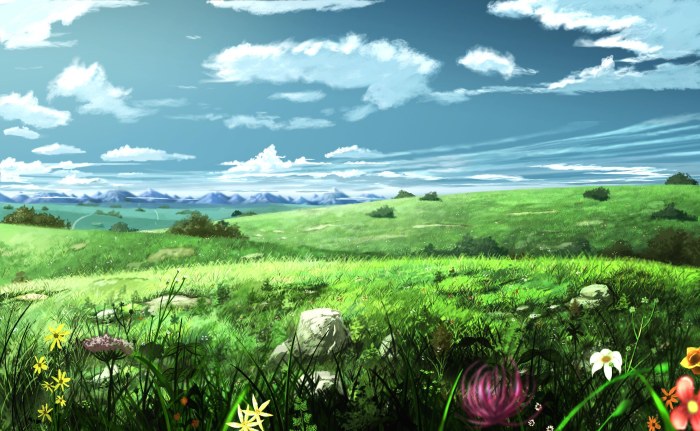 Illustrated Scene in Cool Sky Blue Light — Anime wallpaper
