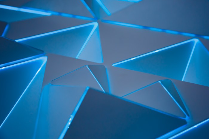 Blue Neon Triangular Surface Wallpaper — Abstract wallpaper