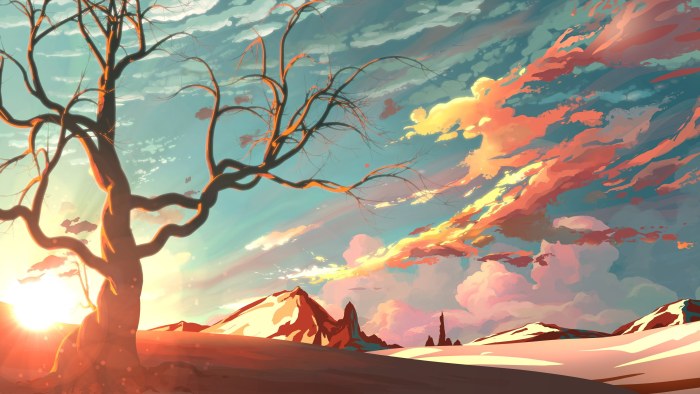 Desert and Trees in Natural Light — Mountains wallpaper