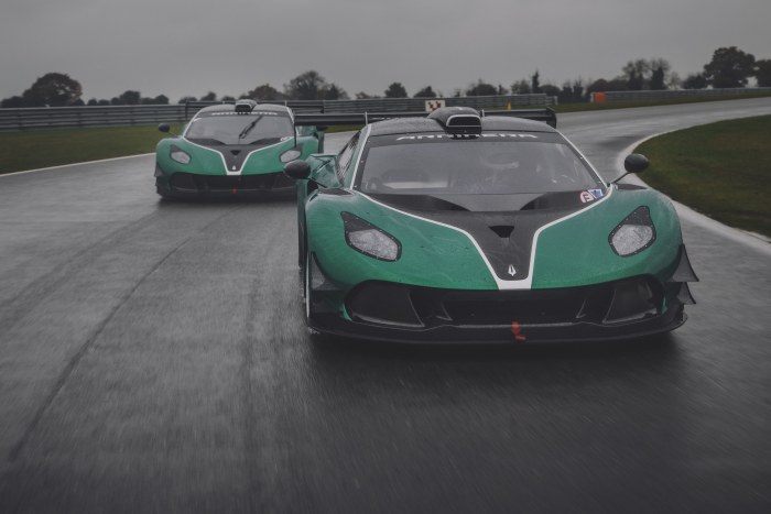 Green Race Cars on a Bend — Cars wallpaper
