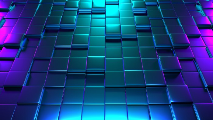 Cubes 3D Neon Glow Blue Pink Wallpaper — Abstract wallpaper