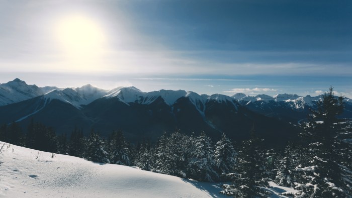Snowy Mountains at Sunset — Winter wallpaper