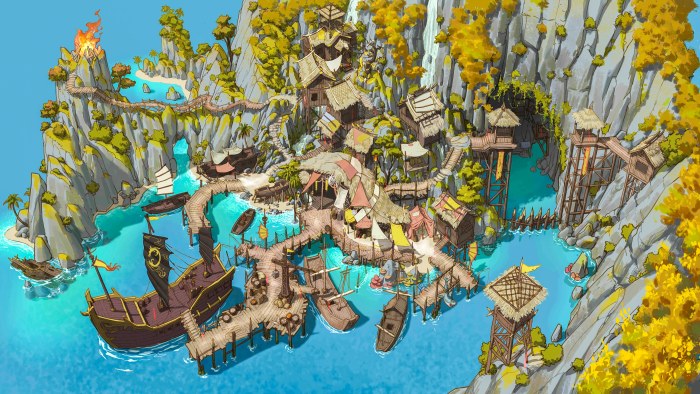 Pirate Harbor from Above — Fantasy wallpaper