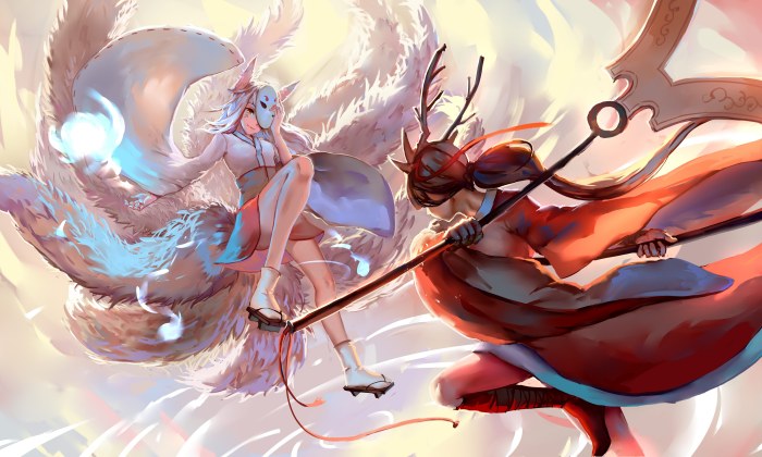 Anime Girl with a Red Dragon — Anime wallpaper