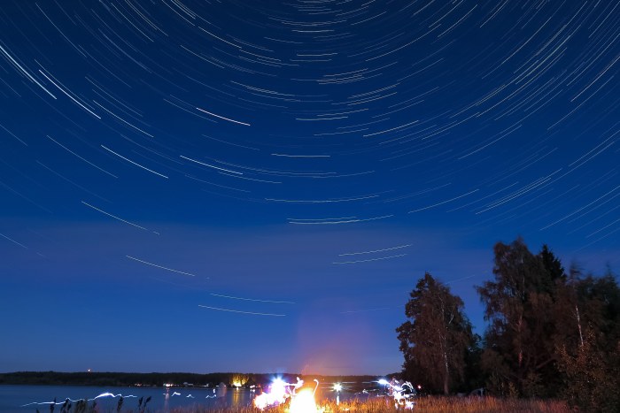 Star Trails in Cool Navy Light — Night Sky wallpaper
