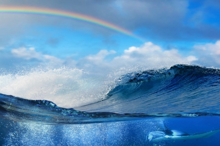 Ocean Waves in Cool Natural Light — Underwater wallpaper