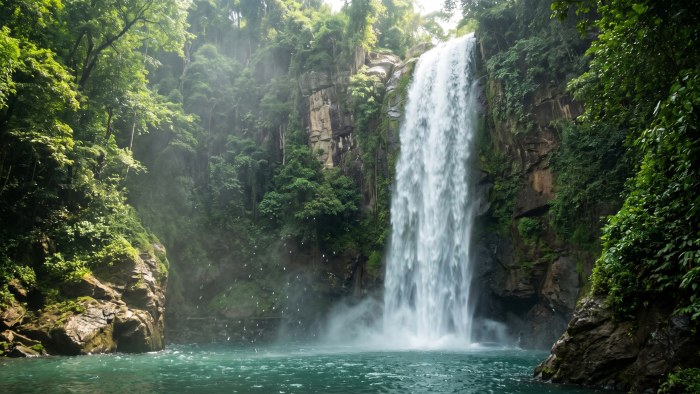 Emerald Forest Waterfall 4K Wallpaper — Nature wallpaper