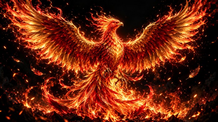Phoenix Rising from Flames 4K Wallpaper — Fantasy wallpaper