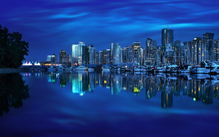 Vancouver Coal Harbour Cityscape Night Skyline British Wallpaper — City wallpaper