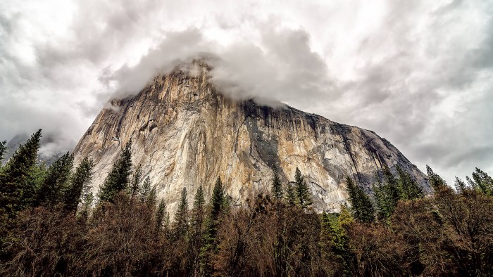 Granite Mountain Under Storm Clouds 4K Wallpaper — Nature wallpaper
