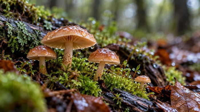 Rainforest Mushrooms Macro 4K Wallpaper — Nature wallpaper