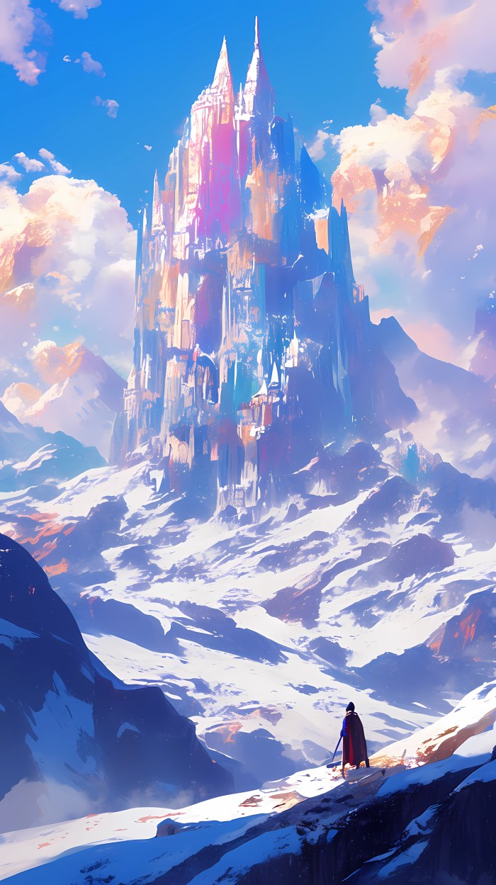 Cool-Toned Castle 4K Wallpaper — Anime wallpaper