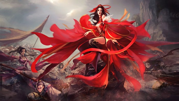Fantasy Scene — Red Maple & Anime Girl — Fantasy wallpaper
