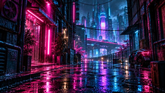 Rainy Cyberpunk City 4K Wallpaper — City wallpaper