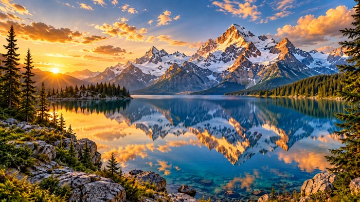Alpine Lake Sunrise 4K Nature Wallpaper — Nature wallpaper