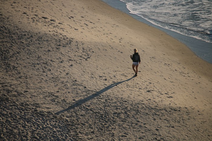 Lone Walker on the Beach — Ocean & Beach wallpaper