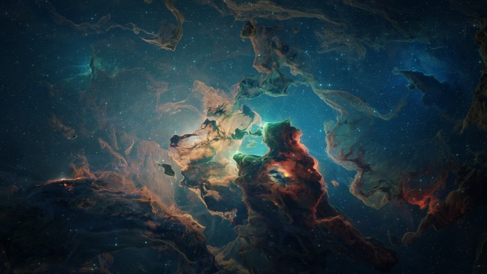 Turquoise Nebula and Cosmic Dust Wallpaper — Space wallpaper