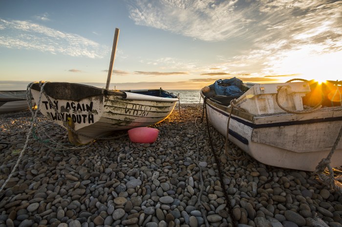 Boats on a Rocky Beach — Ocean & Beach wallpaper