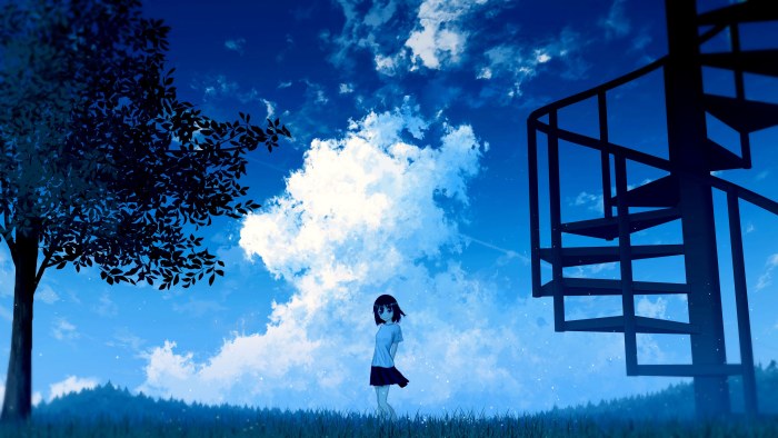 Cool-Toned Sky Desktop Background — Anime wallpaper