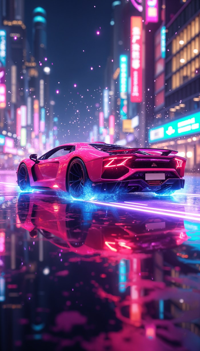 Car in Cool Navy Light — City wallpaper