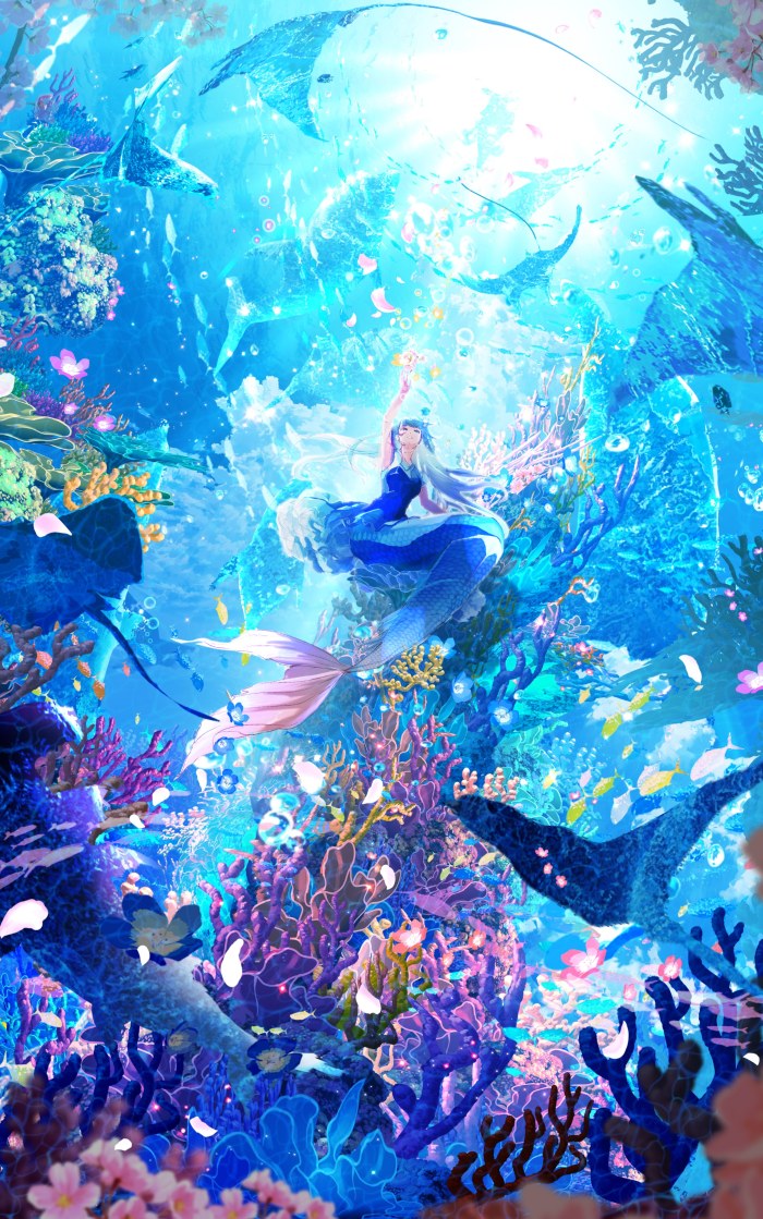 Coral Reef in Cool Cyan Light — Underwater wallpaper
