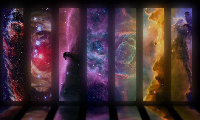 Cosmic Windows and Colorful Nebulae Wallpaper — Space wallpaper