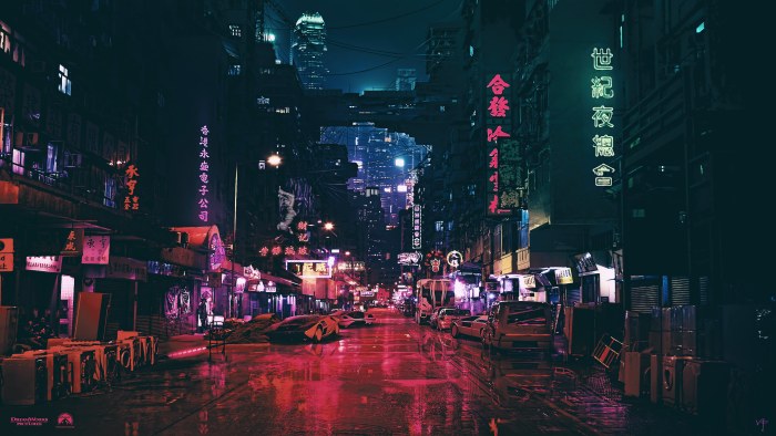 City Street in Moody Navy Light — City wallpaper