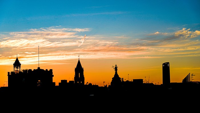 Sunset City Skyline with Clouds — City wallpaper