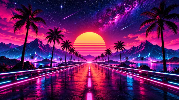 Neon Synthwave Highway 4K Wallpaper — Y2K / Retro wallpaper