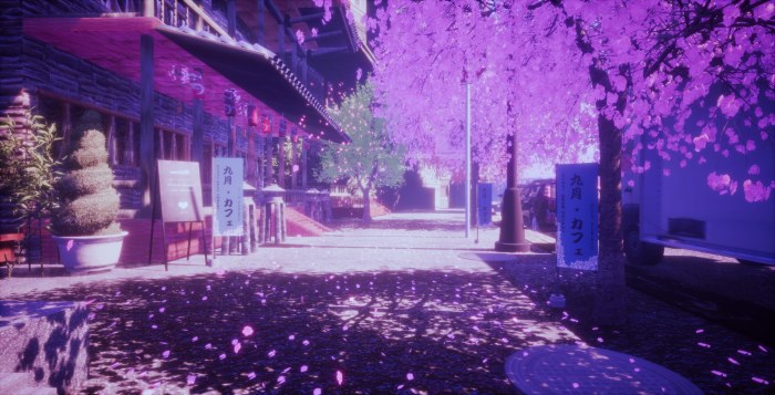 Cherry Blossoms and Flowers in Pink Light — Anime wallpaper