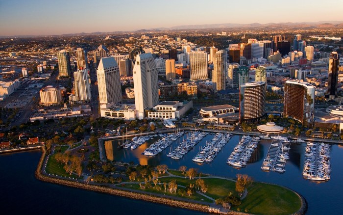 Waterfront City Skyline and Marina Wallpaper — City wallpaper