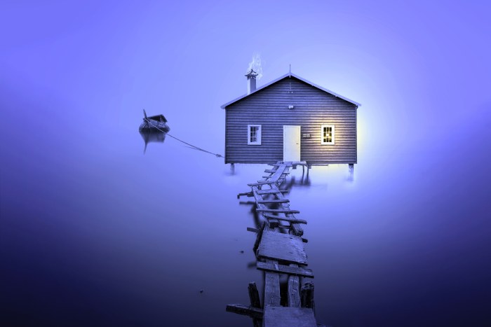 Floating House in a Lightning Storm — Surreal wallpaper