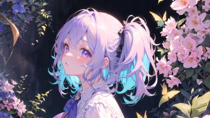 Flowers in Cool Natural Light — Anime wallpaper