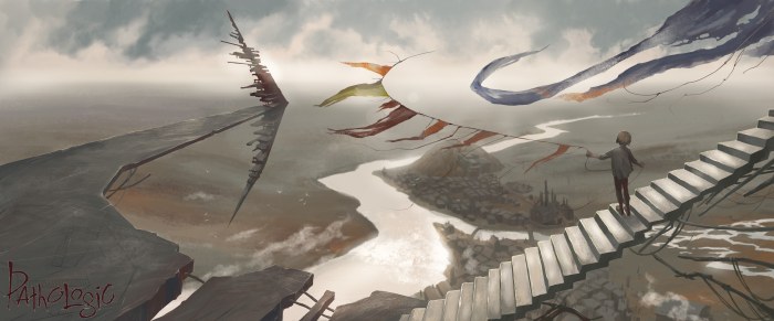 Floating Ribbons over a Fantasy Valley — Fantasy wallpaper