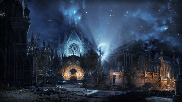 Gothic Castle in a Blizzard — Fantasy wallpaper