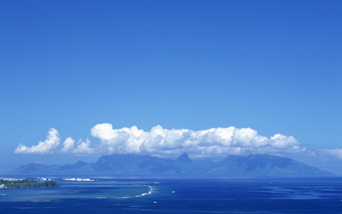 Blue Mountain Island and Clouds Wallpaper — Nature wallpaper