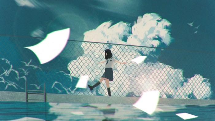 Clouds in Cool Emerald Light — Anime wallpaper