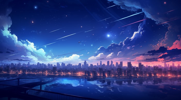 Cityscape in Cool Navy Light — City wallpaper