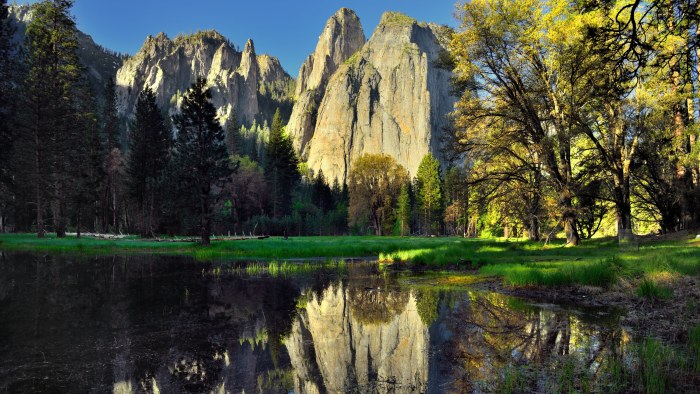 Mountain Reflections in a Forest Lake Wallpaper — Nature wallpaper