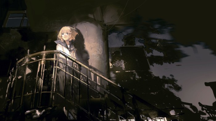 Illustrated Scene in Dark Natural Light — Anime wallpaper