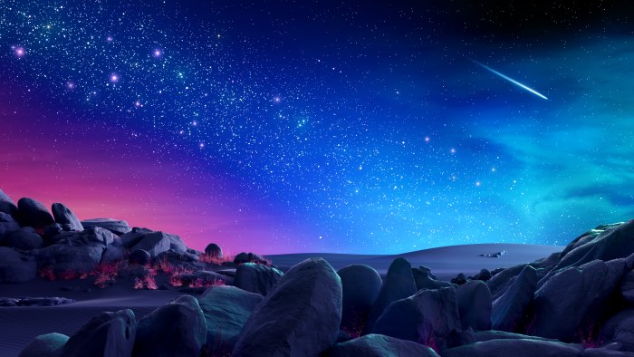 Starry Sky over a Rocky Shore — Surreal wallpaper